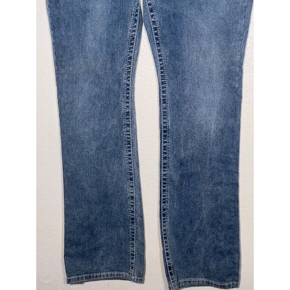 Copperflash 14WCurvy Blue Straight-Leg Jeans Embroidery Comfortable Stretch - Picture 7 of 14